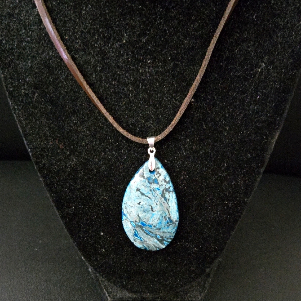 Blue Jasper Teardrop Pendant Necklace